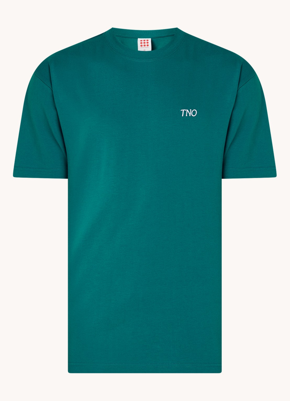 The New Originals Catna T-shirt met logo- en backprint - voorkant 2 zeegroen