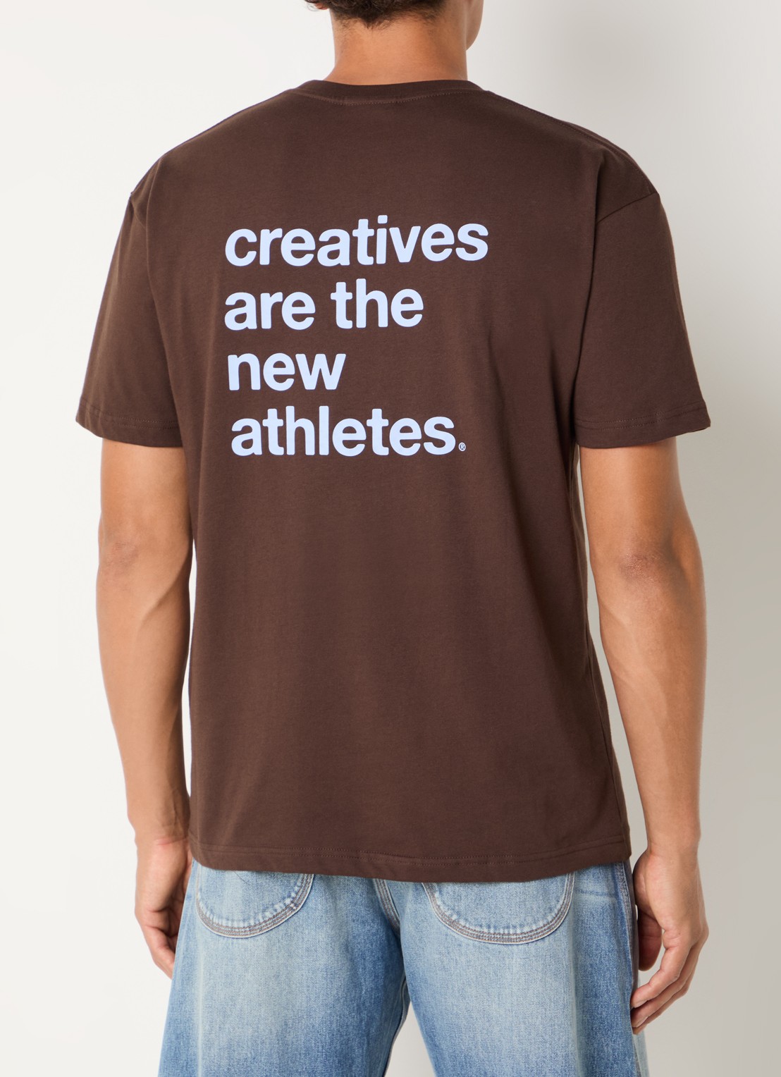 The New Originals Catna T-shirt met logoborduring en backprint - achterkant bruin