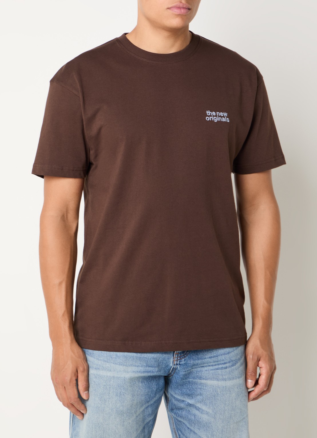 The New Originals Catna T-shirt met logoborduring en backprint - detail 3 bruin