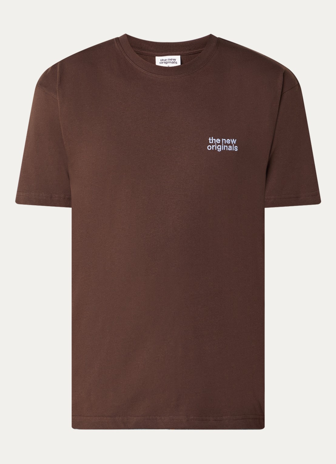 The New Originals Catna T-shirt met logoborduring en backprint - voorkant 2 bruin