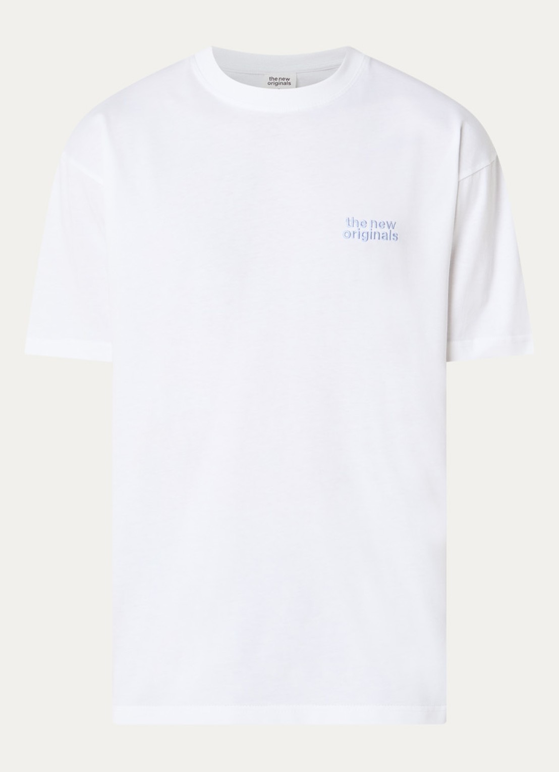 The New Originals Catna T-shirt met logoborduring en backprint - voorkant 3 wit