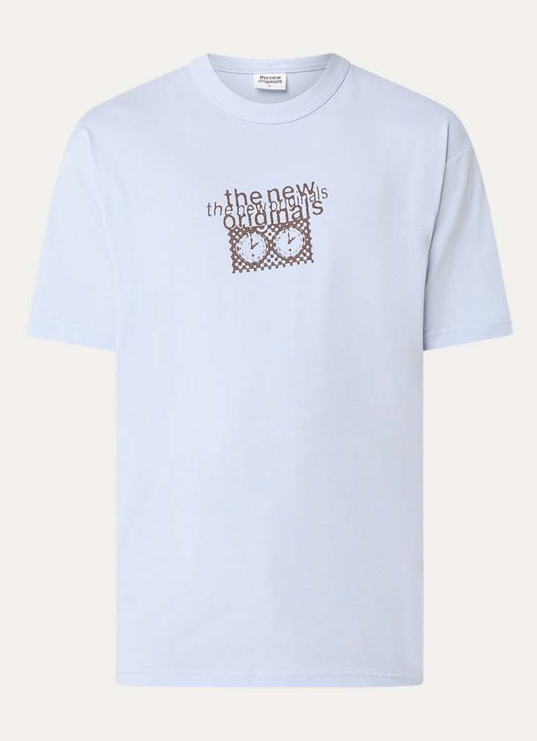 The New Originals Checkmate T-shirt met logo- en backprint - voorkant lichtblauw