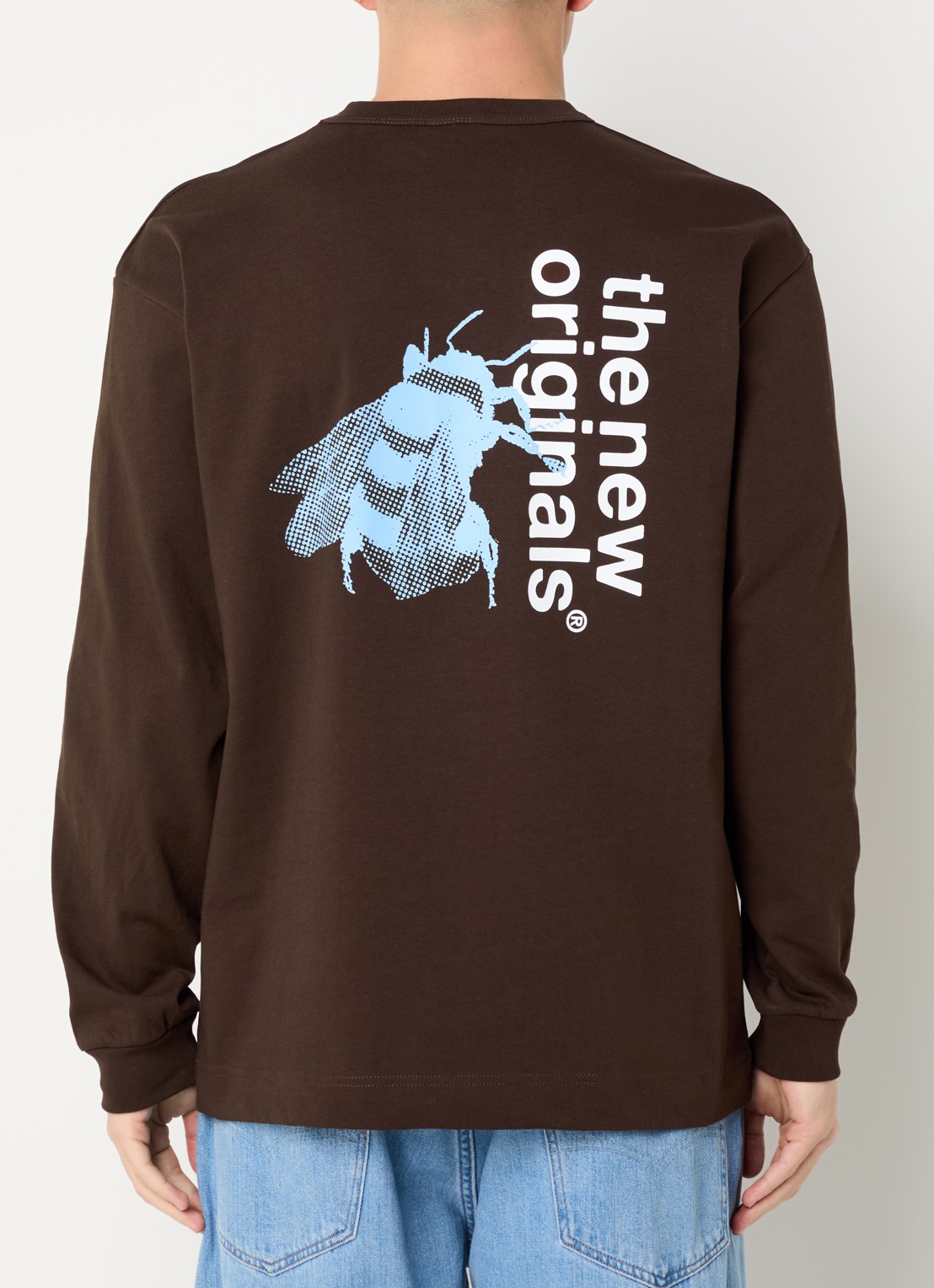 The New Originals Emblem sweater met logo- en backprint - detail 4 donkerbruin