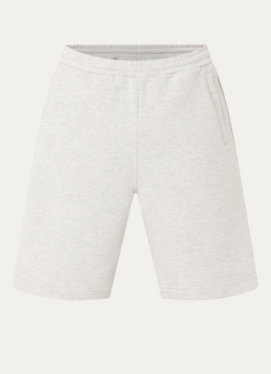 The New Originals Emblem wide fit korte joggingbroek met logo - voorkant 2 grijsmele