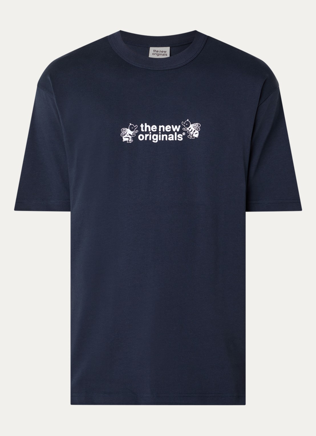 The New Originals Flying Bees T-shirt met front- en backprint - voorkant donkerblauw