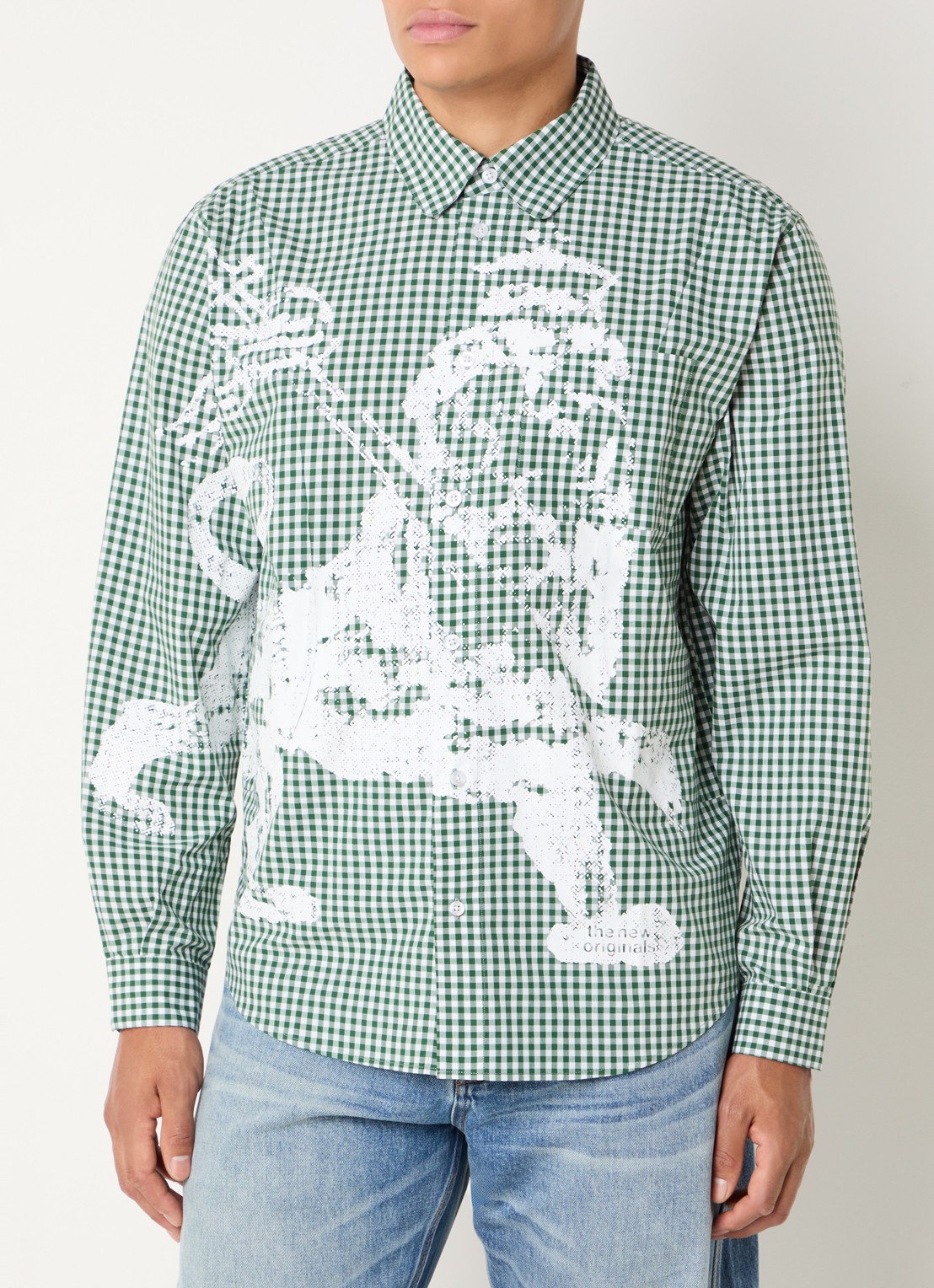 The New Originals Lion comfort fit overhemd met print en ruitdessin - detail 3 groen