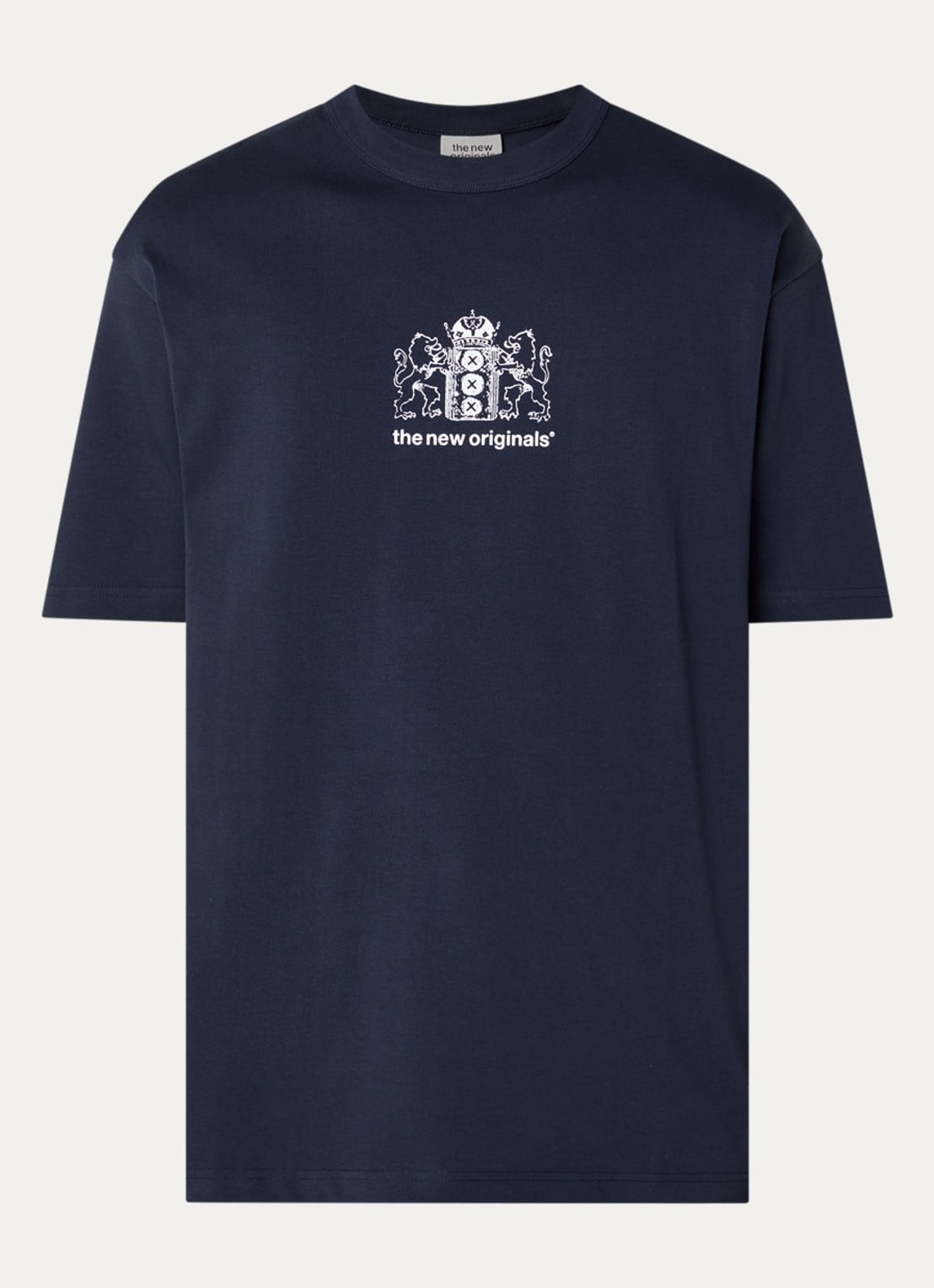 The New Originals Lion Speaker Tee met front- en backprint - voorkant 2 donkerblauw