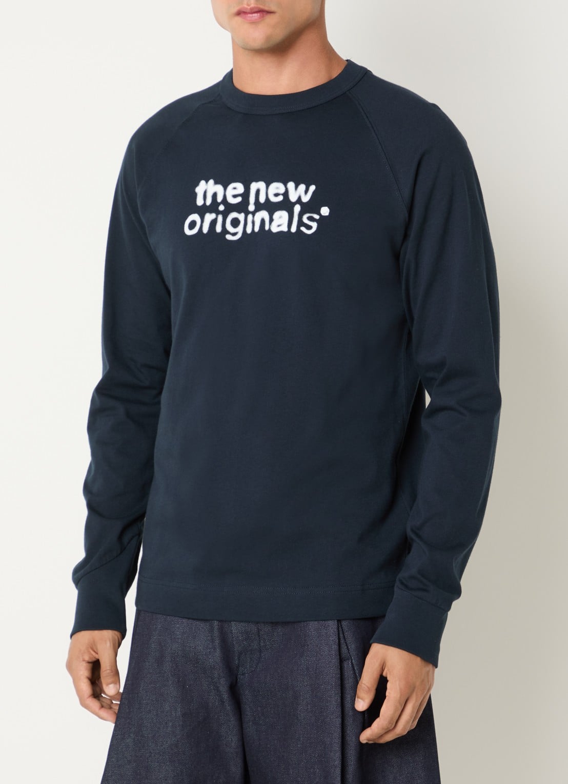 The New Originals Raglan longsleeve met logoprint - detail 4 donkerblauw