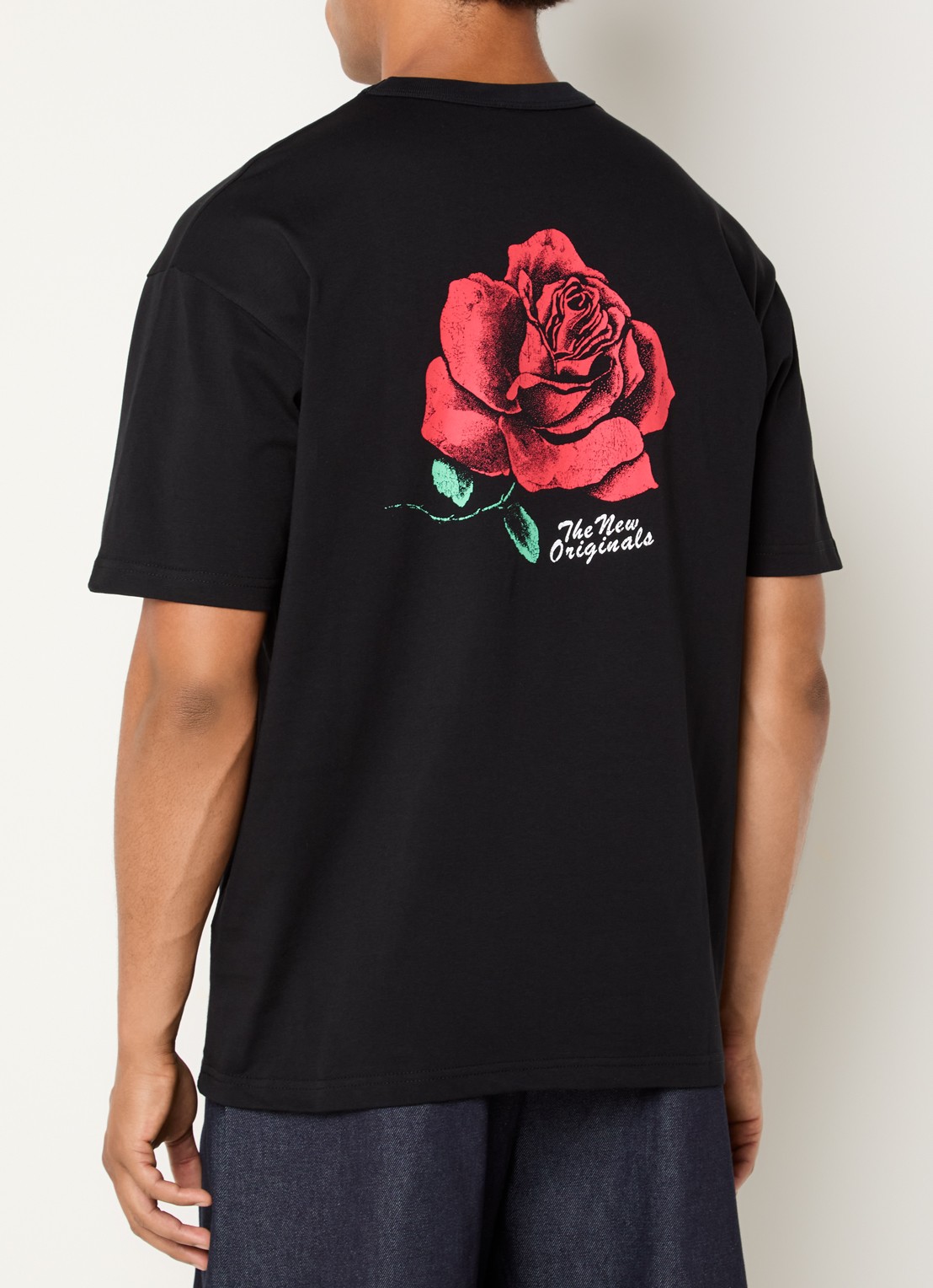 The New Originals Rose T-shirt met logo- en backprint - detail 3 zwart