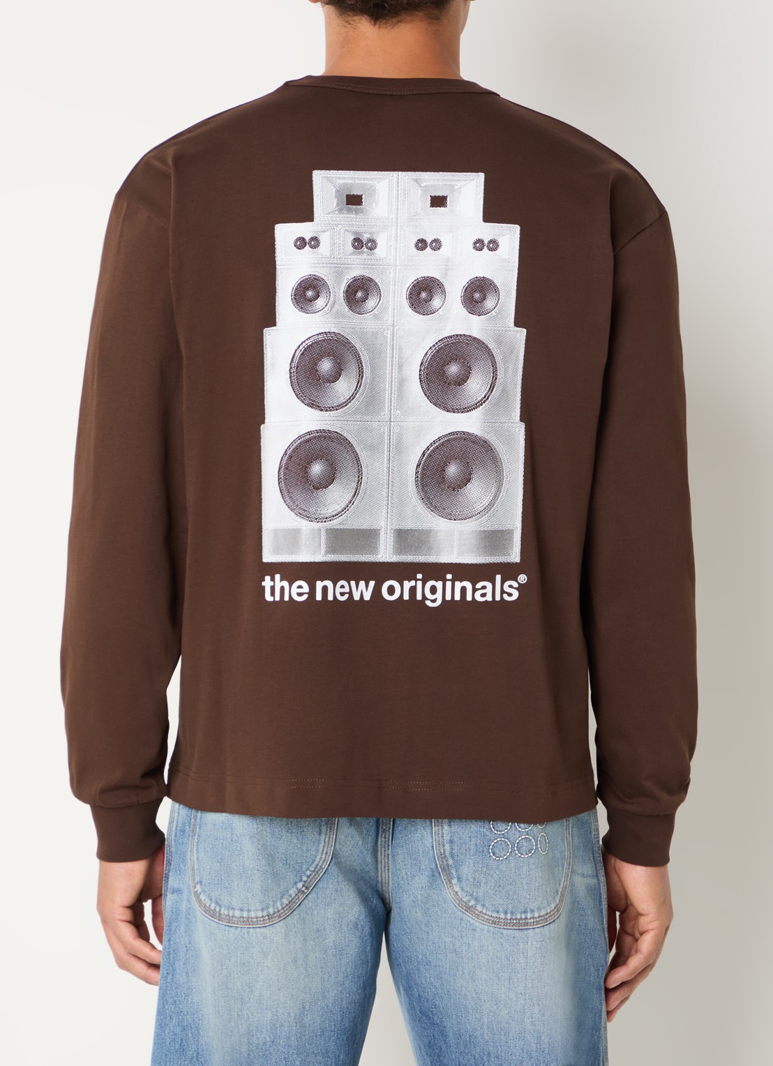 The New Originals Soundwall longsleeve met logo- en backprint - achterkant 2 bruin