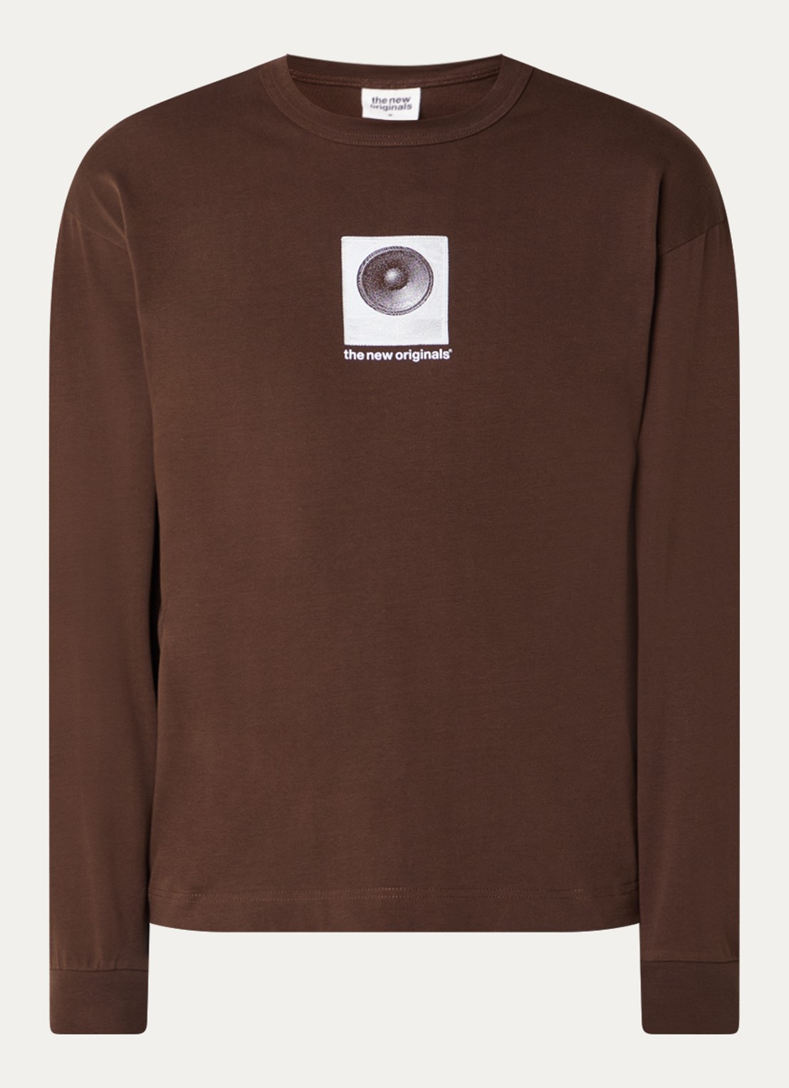 The New Originals Soundwall longsleeve met logo- en backprint - voorkant bruin