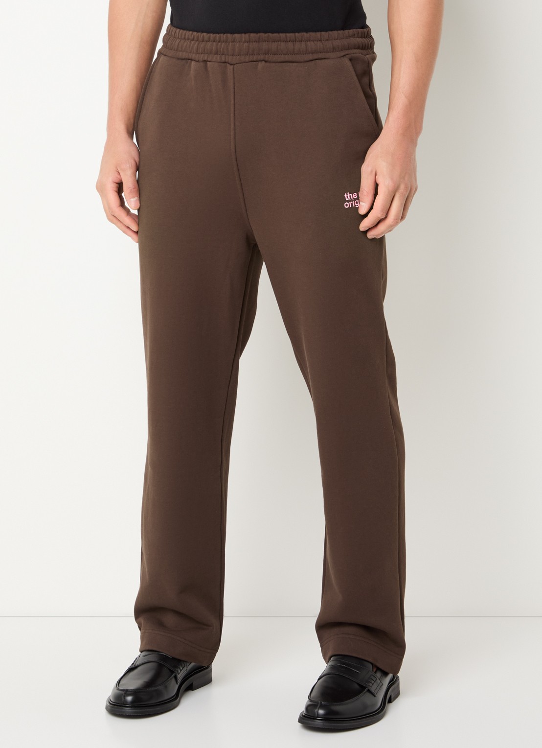 The New Originals Straight fit joggingbroek met steekzakken - detail 4 donkerbruin