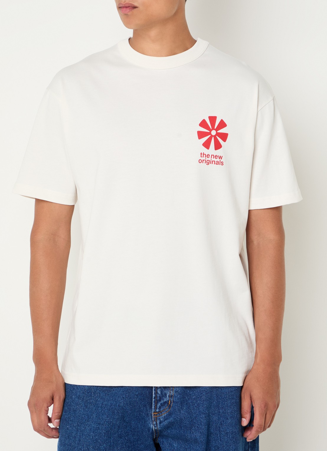The New Originals T-shirt met logo- en backprint - achterkant 4 gebroken wit