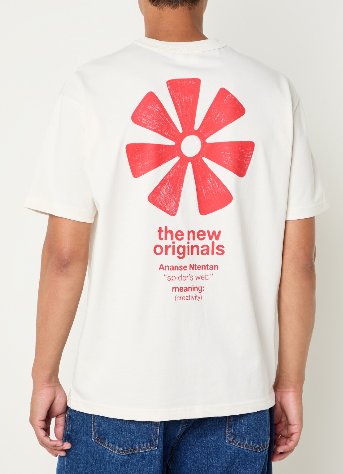 The New Originals T-shirt met logo- en backprint - detail gebroken wit