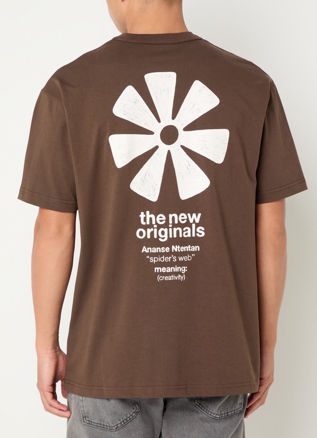 The New Originals T-shirt met logo- en backprint - detail 4 bruin