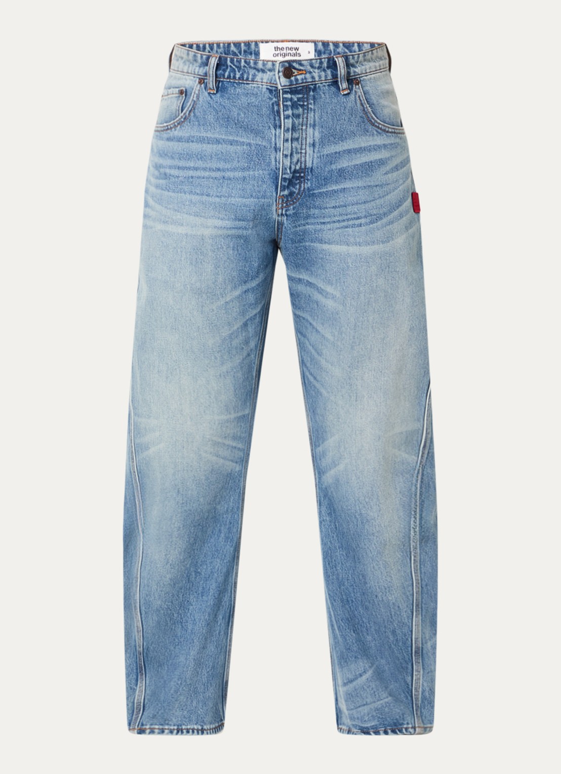 The New Originals Twisted Seam loose fit jeans met medium wassing - voorkant indigo