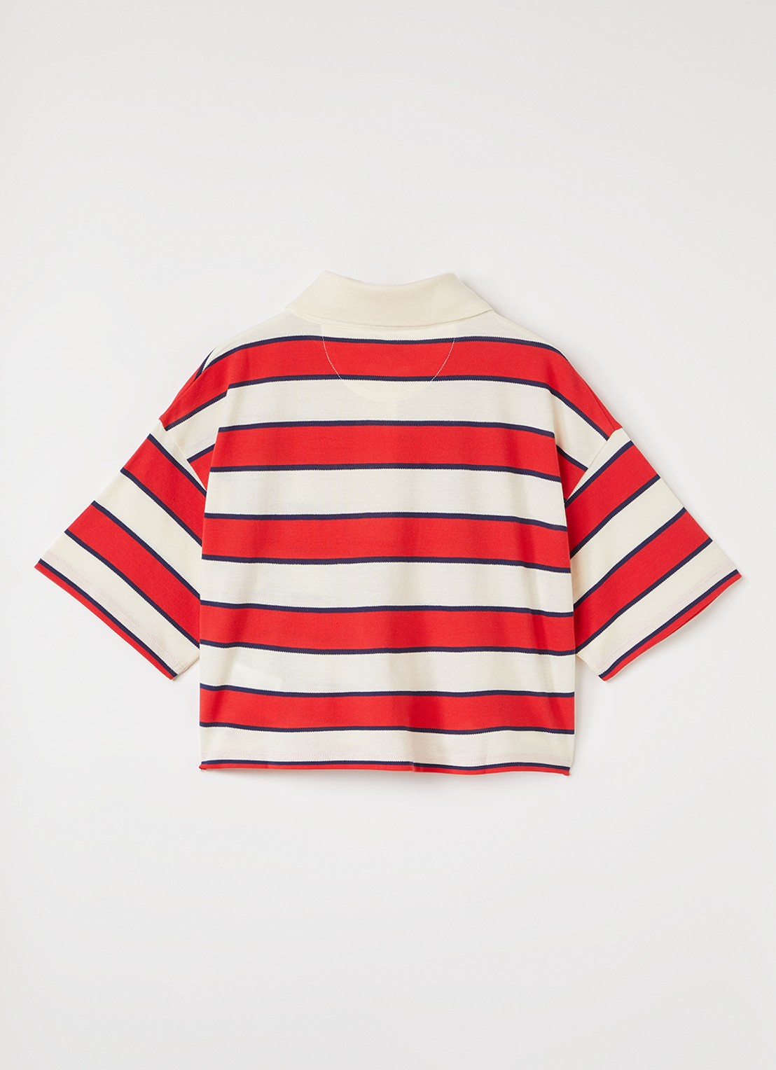 The New Society Acacia polo met streepprint - voorkant 2 rood