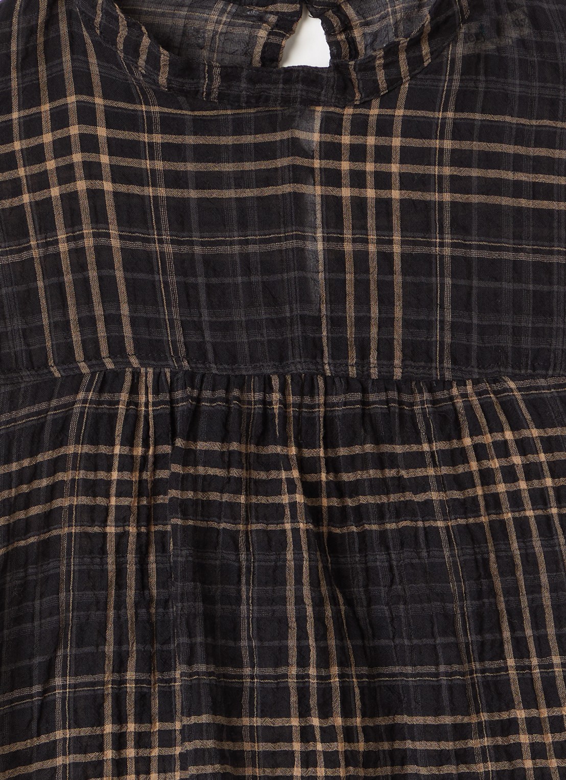 The New Society Aira top met ruitdessin - detail donkerblauw