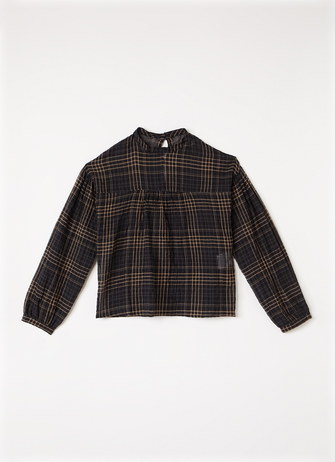 The New Society Aira top met ruitdessin - voorkant 2 donkerblauw