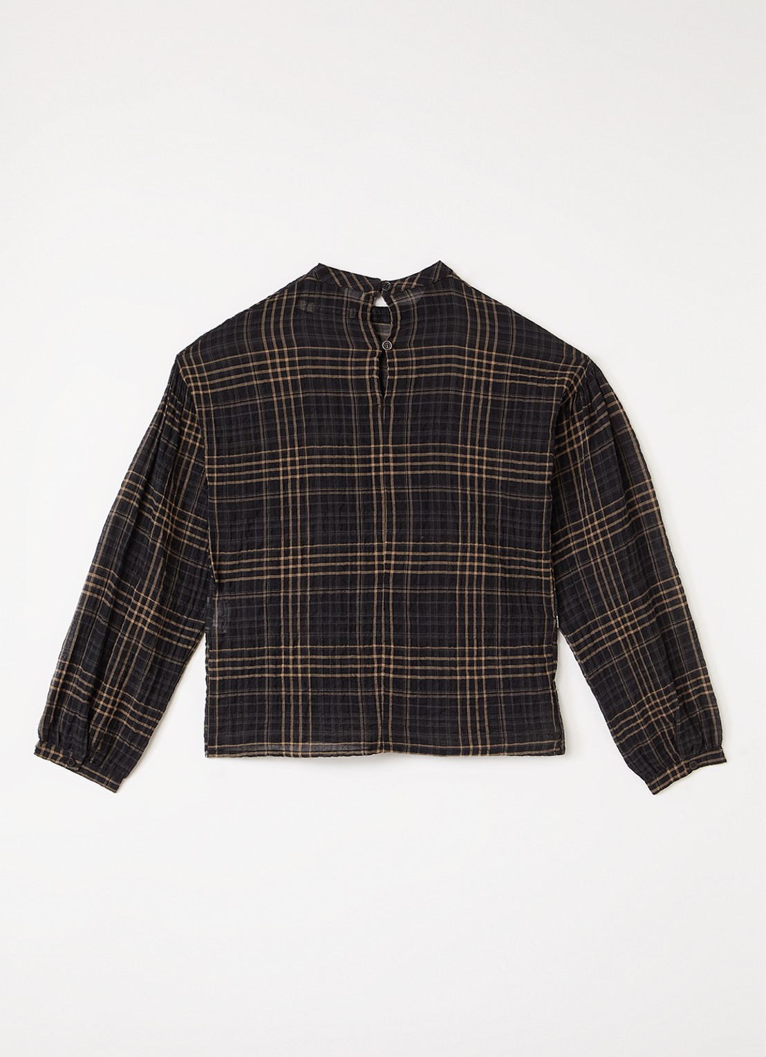 The New Society Aira top met ruitdessin - voorkant 3 donkerblauw