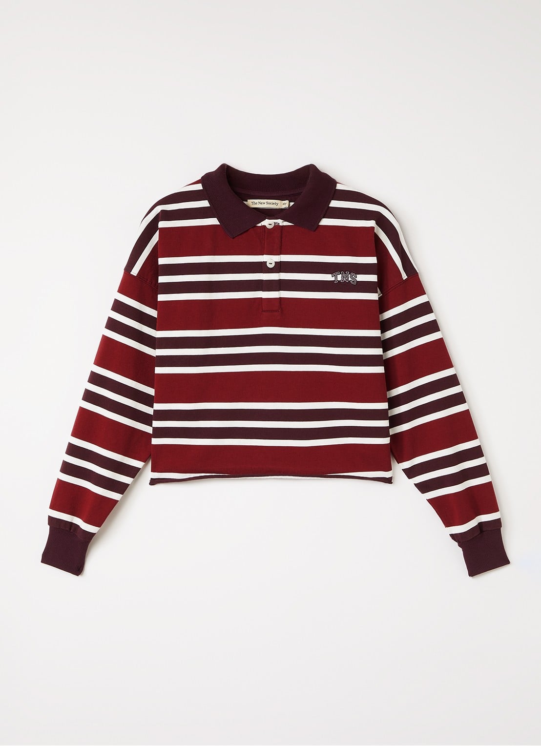 The New Society Alfie polo met streepprint - voorkant 2 bordeauxrood