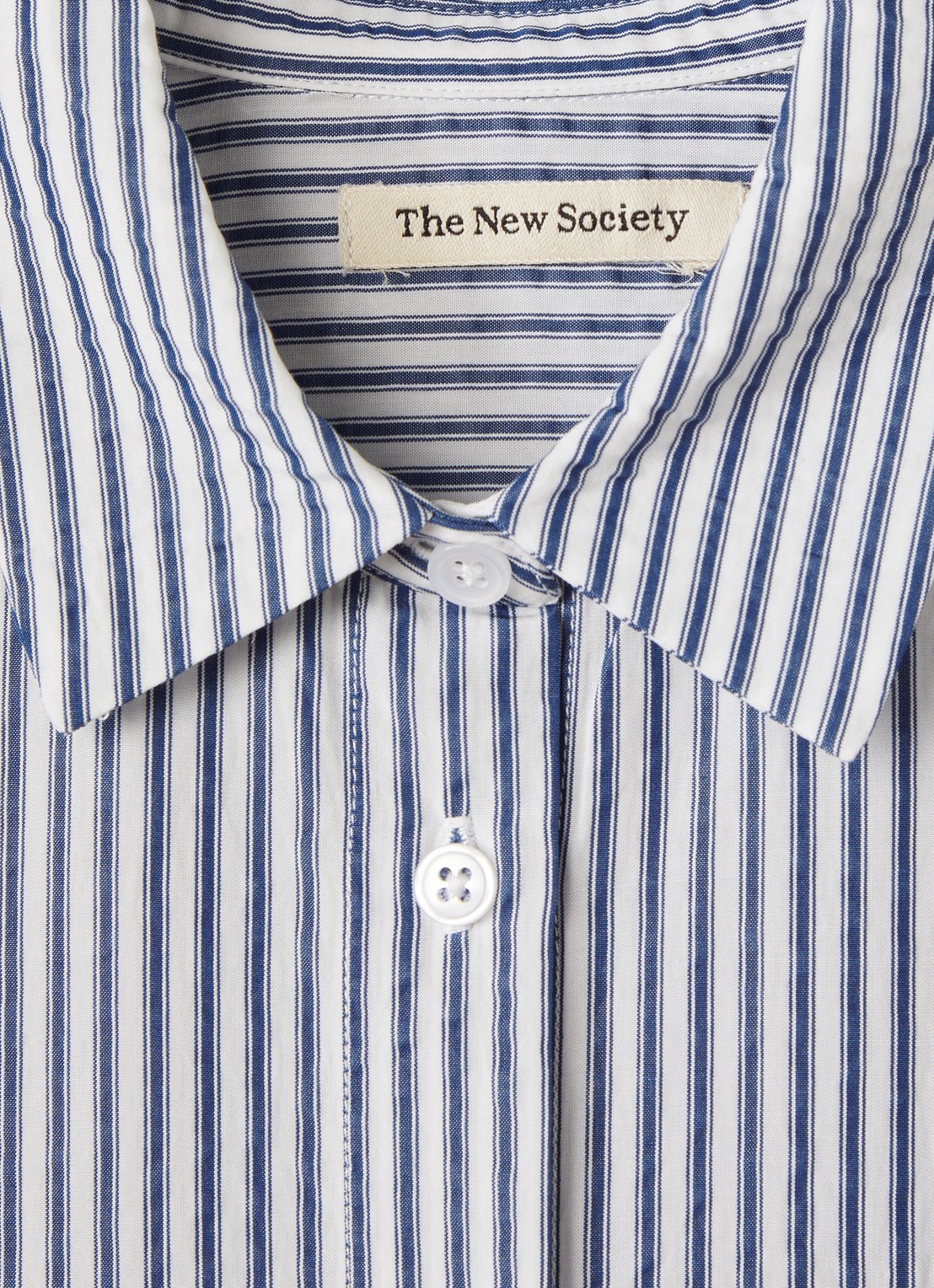 The New Society Alheli blouse met streepprint - detail 3 donkerblauw