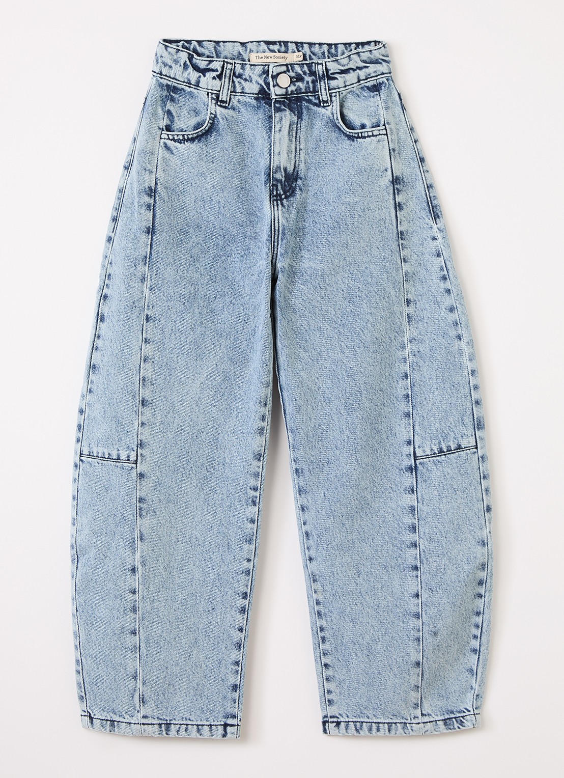 The New Society Balloon fit jeans met lichte wassing - voorkant lichtblauw