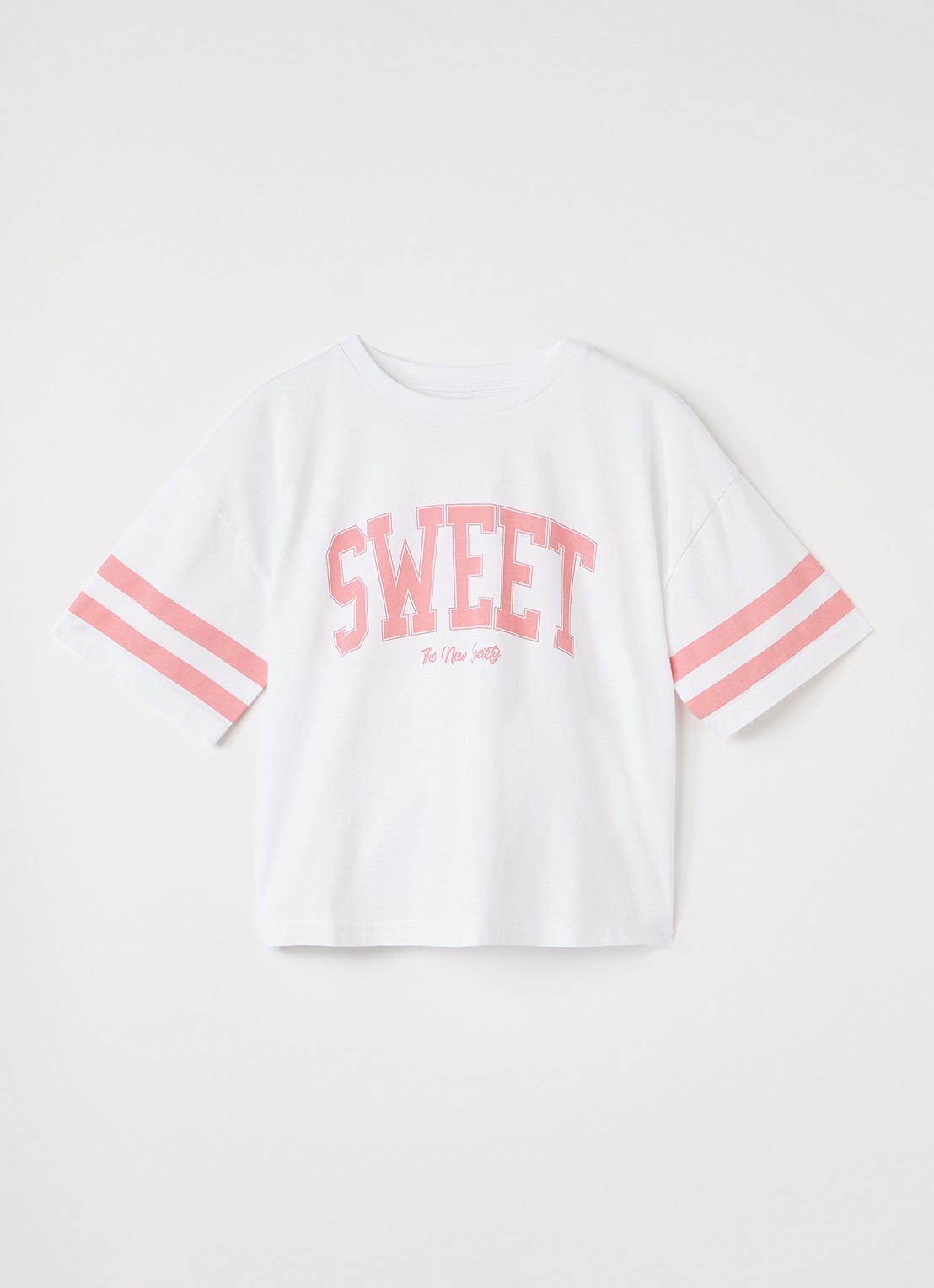 The New Society Daylily T-shirt met print - voorkant roze