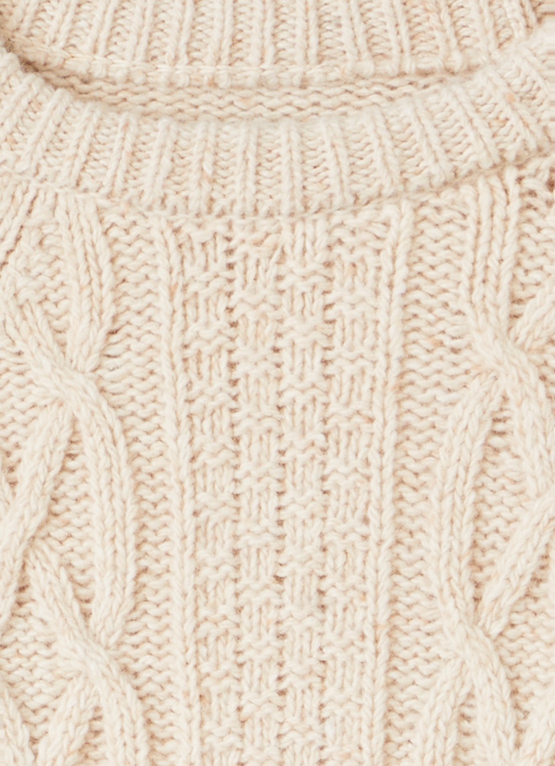 The New Society Echo kabelgebreide trui - detail beige