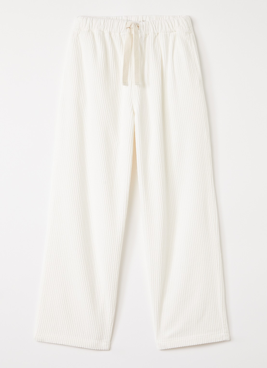 The New Society Elio loose fit broek van corduroy - voorkant 5 wit