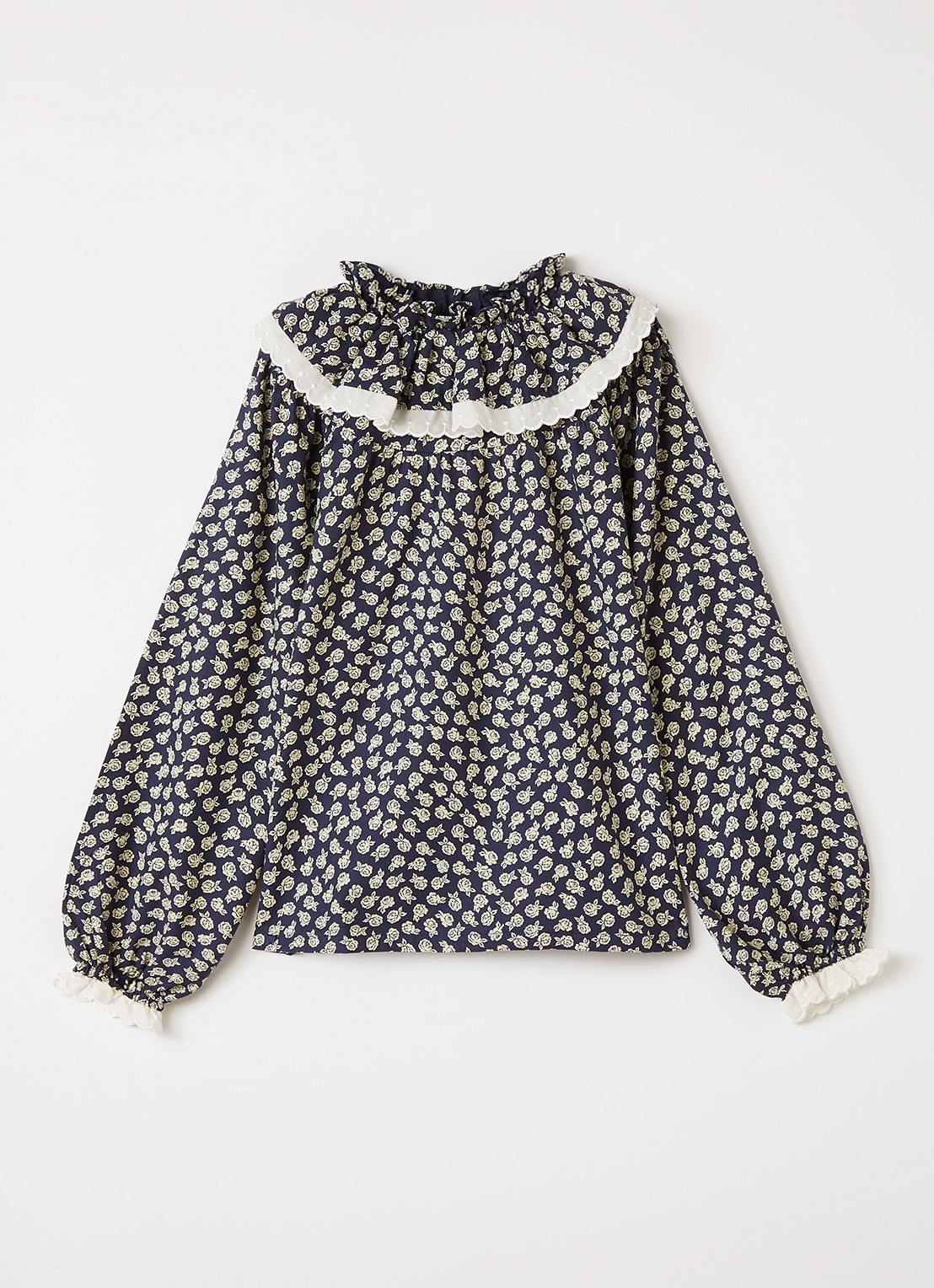 The New Society Fleckers tuniek met bloemenprint - voorkant donkerblauw