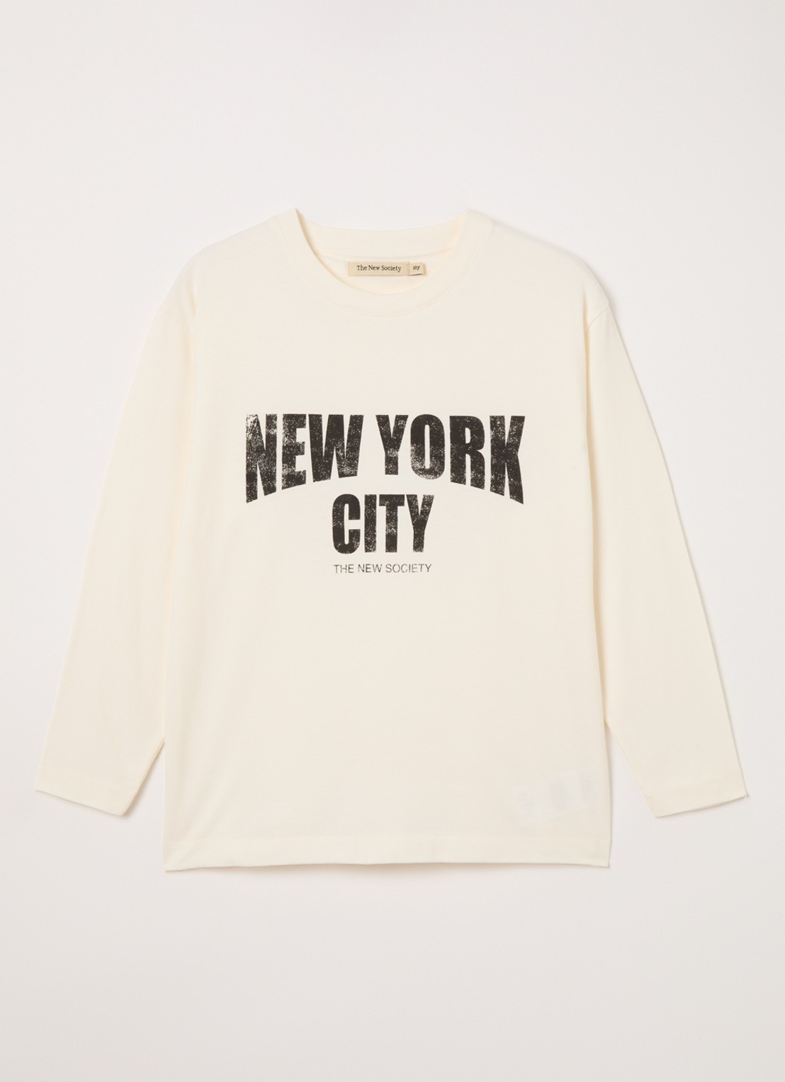 The New Society Kay T-shirt met logoprint - voorkant gebroken wit