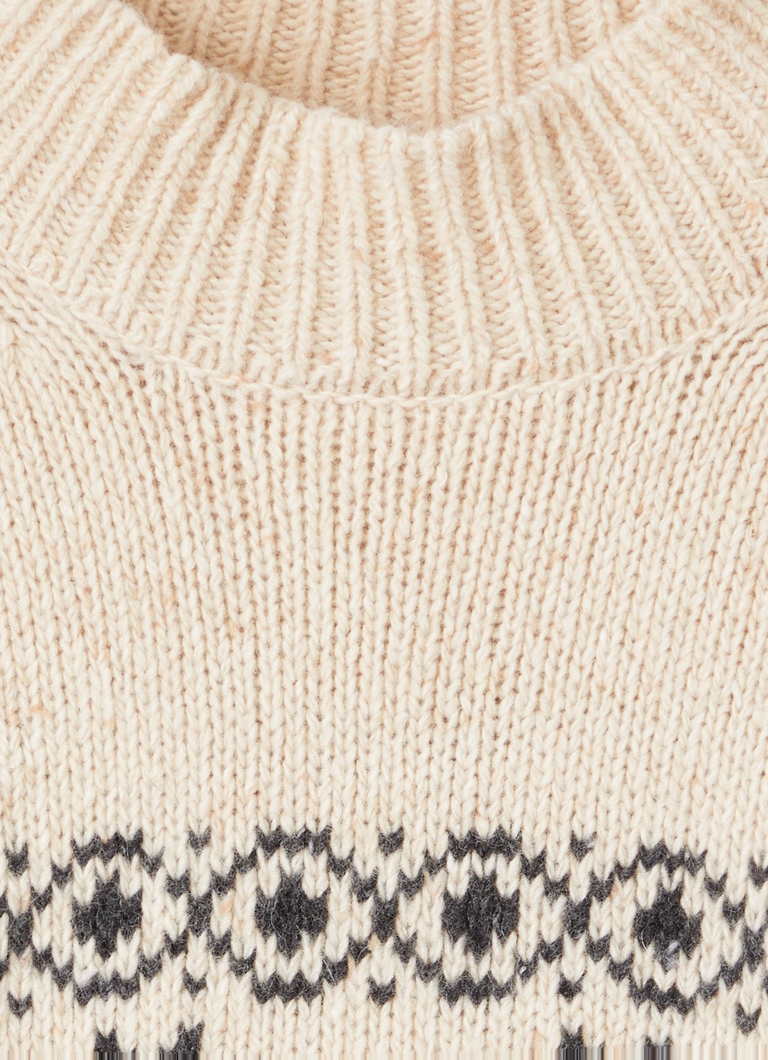 The New Society Lilo grofgebreide trui met ingebreid patroon - detail 3 beige