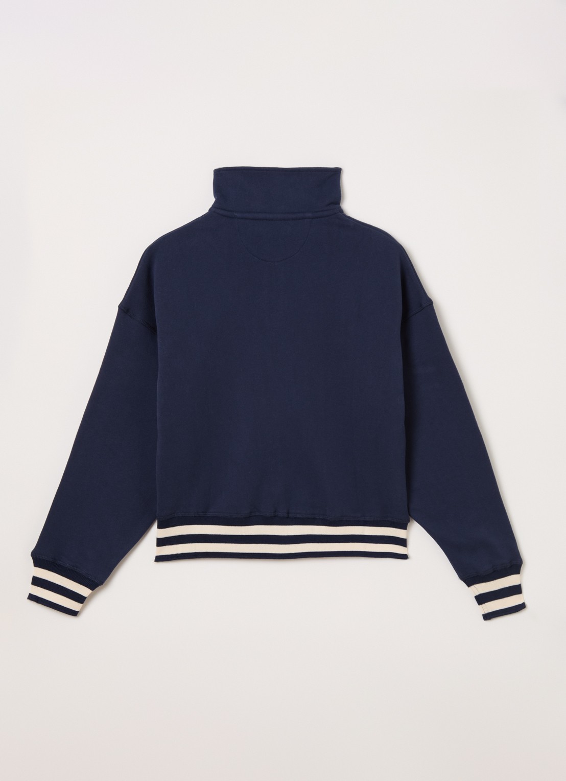 The New Society Mochi sweater met opstaande kraag - voorkant 2 donkerblauw