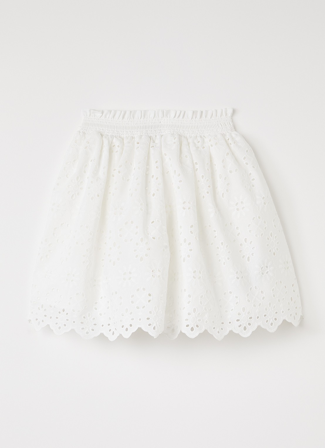 The New Society Sakura minirok met broderie - voorkant gebroken wit
