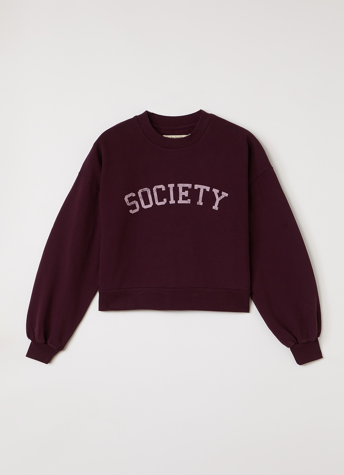 The New Society Sweater met logoprint - voorkant 2 bordeauxrood