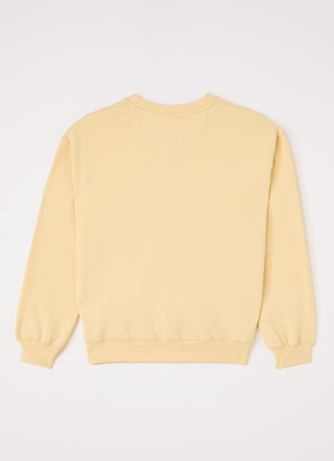 The New Society Sweater met logoprint - voorkant 3 lichtgeel