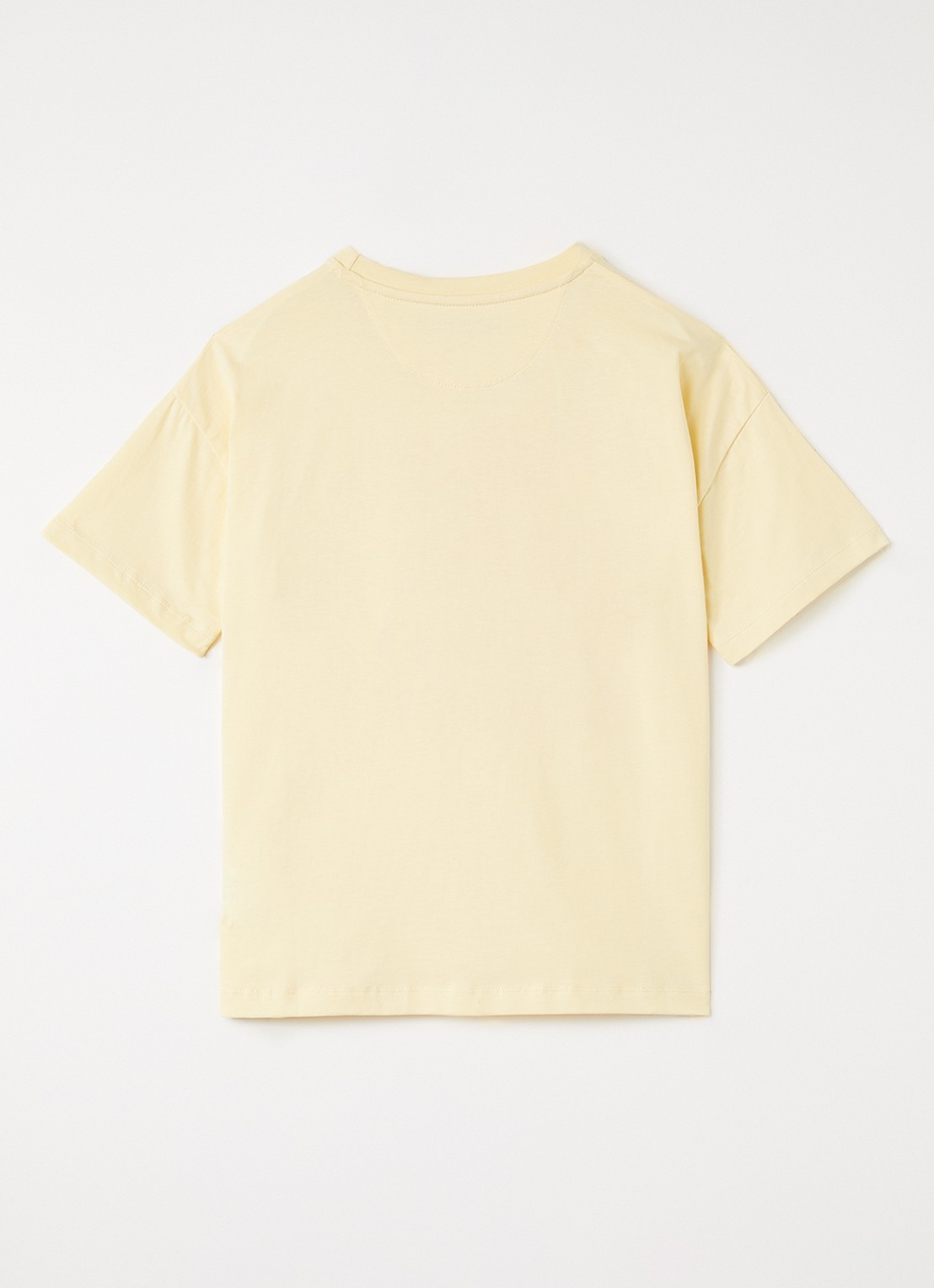 The New Society T-shirt met flock logoprint - voorkant 2 geel
