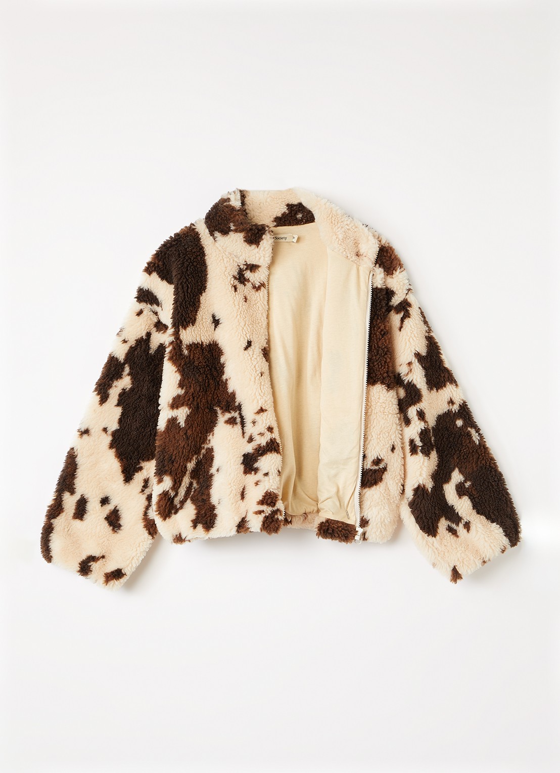 The New Society Wynn jack van teddy met dierenprint - voorkant 3 bruin