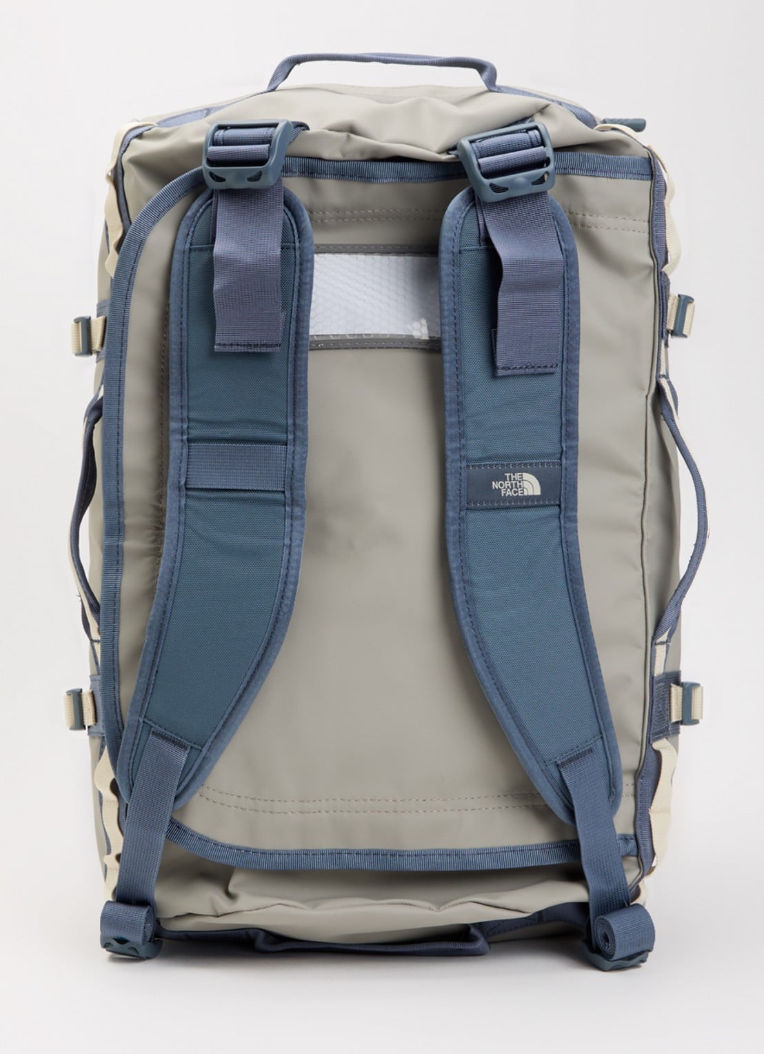 The North Face Base Camp Duffel S weekendtas met verstelbare schouderriem - achterkant 4 blauwgrijs