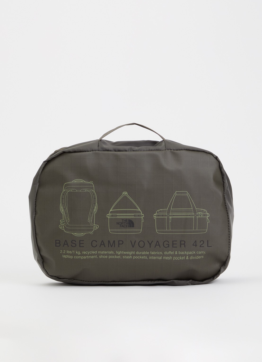 The North Face Base Camp Voyager 42L weekendtas met 15 inch laptopvak - detail 4 legergroen