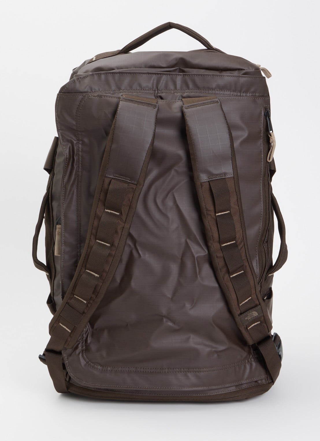 The North Face Base Camp Voyager 42L weekendtas met 15 inch laptopvak - achterkant 3 donkerbruin