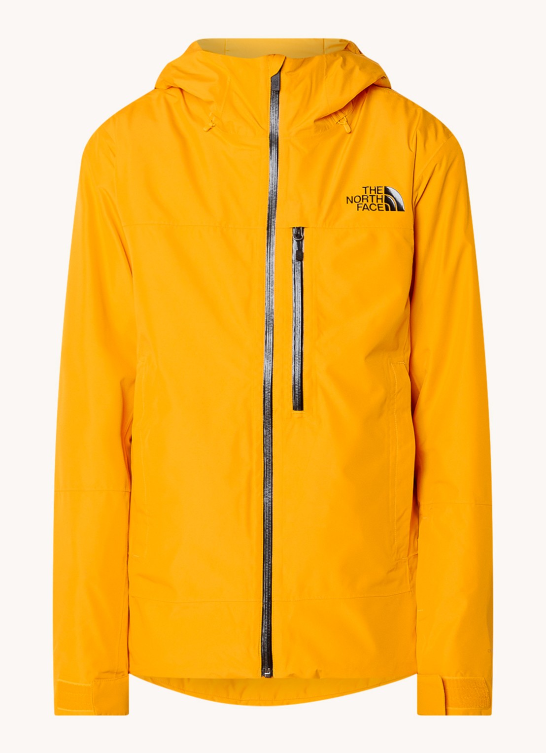 The North Face Descendit ski-jas met capuchon en logo - voorkant okergeel