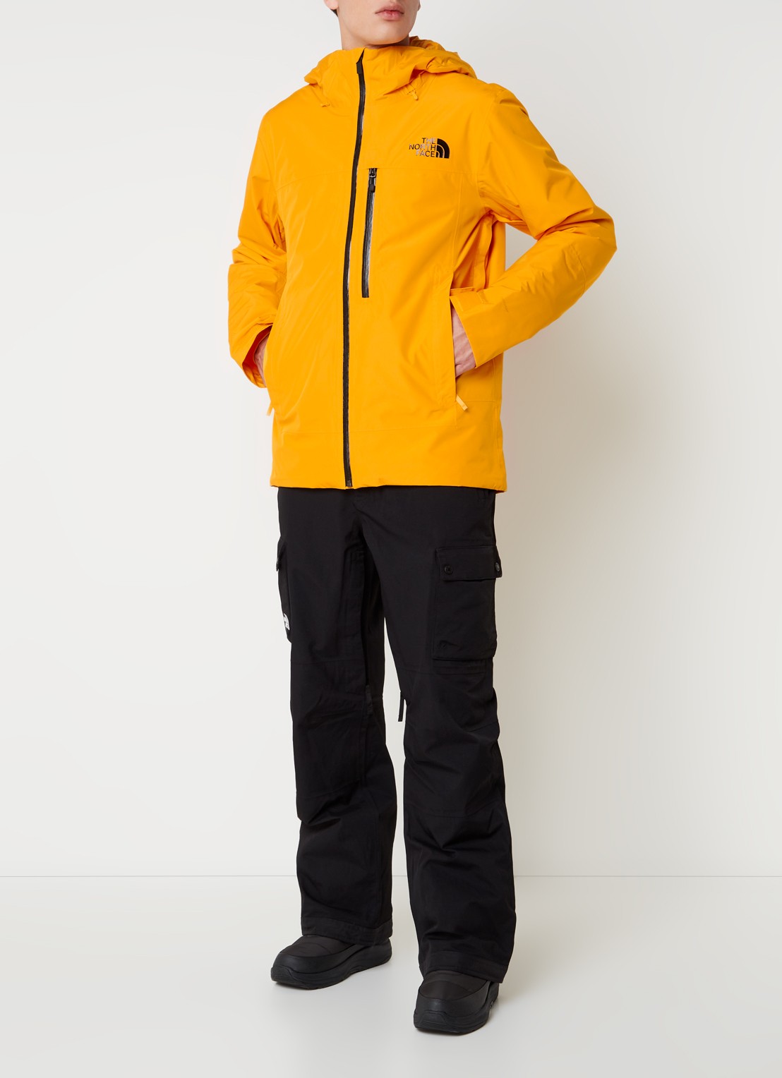 The North Face Descendit ski-jas met capuchon en logo - voorkant 2 okergeel