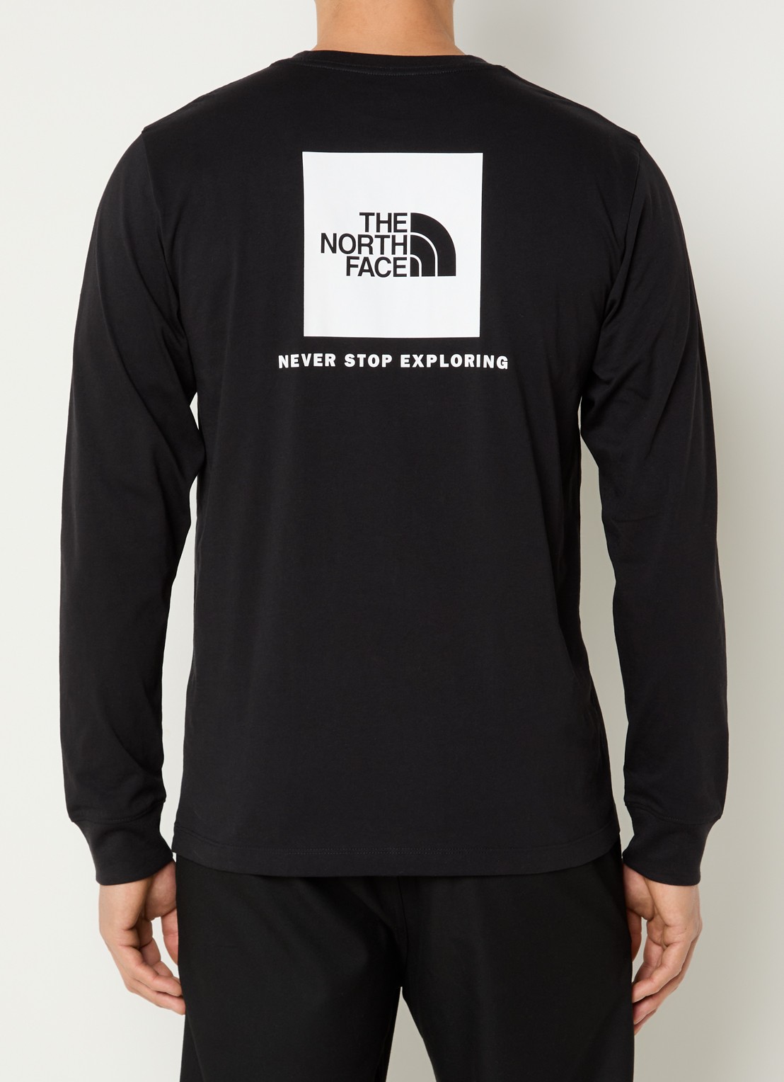 The North Face Evolution Box longsleeve met logo- en backprint - detail zwart