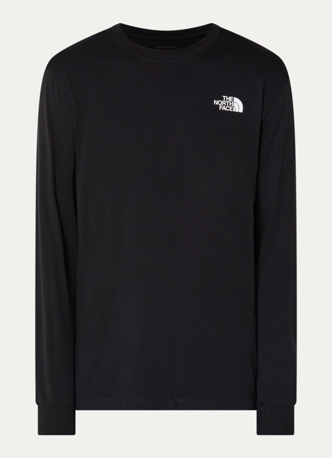 The North Face Evolution longsleeve met logo- en backprint - voorkant zwart