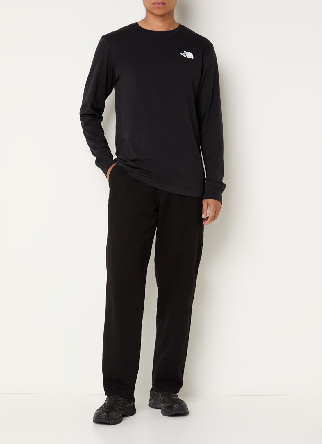 The North Face Evolution longsleeve met logo- en backprint - voorkant 2 zwart