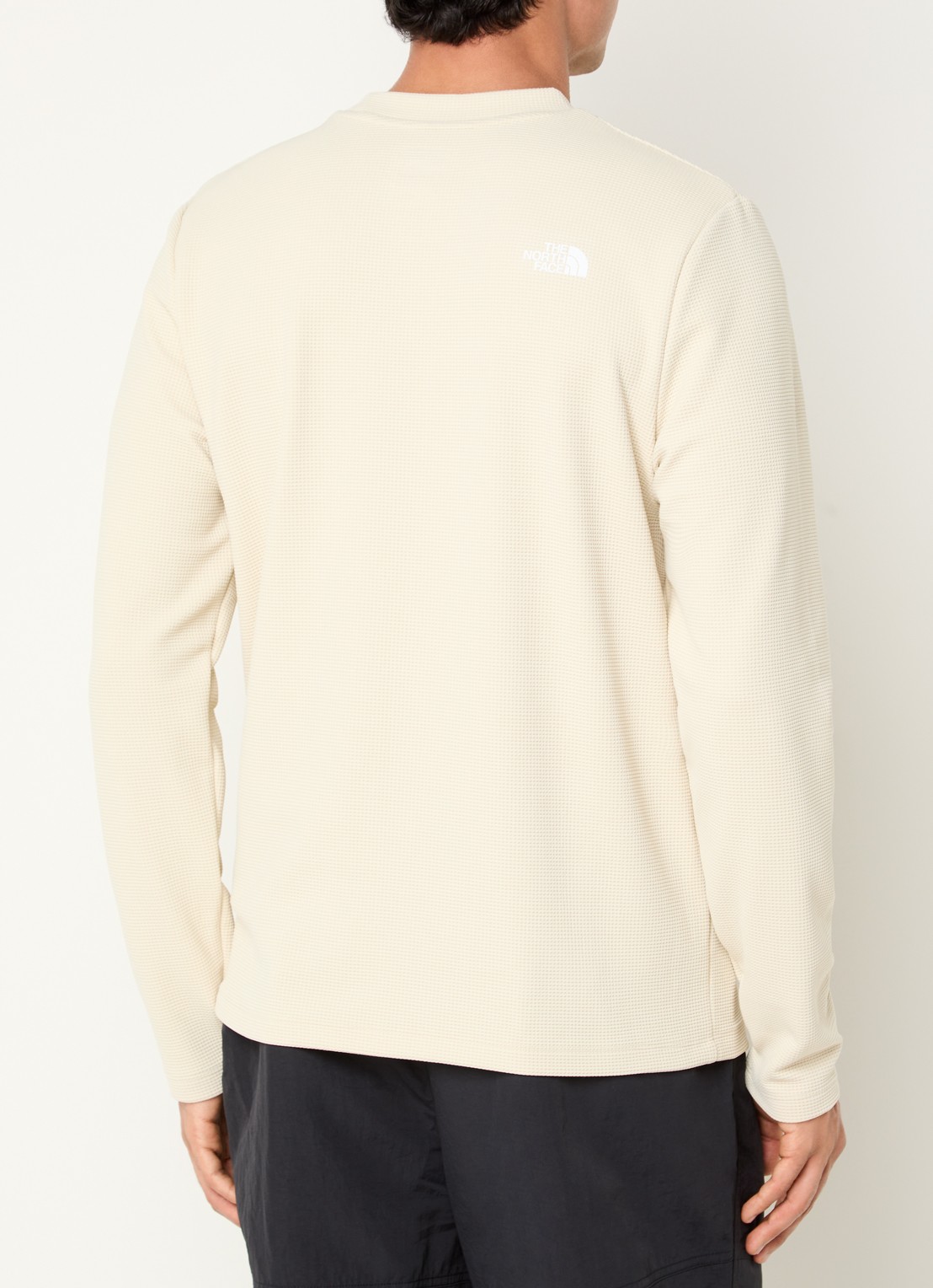 The North Face Fijngebreide trui met structuur en logo - achterkant khaki
