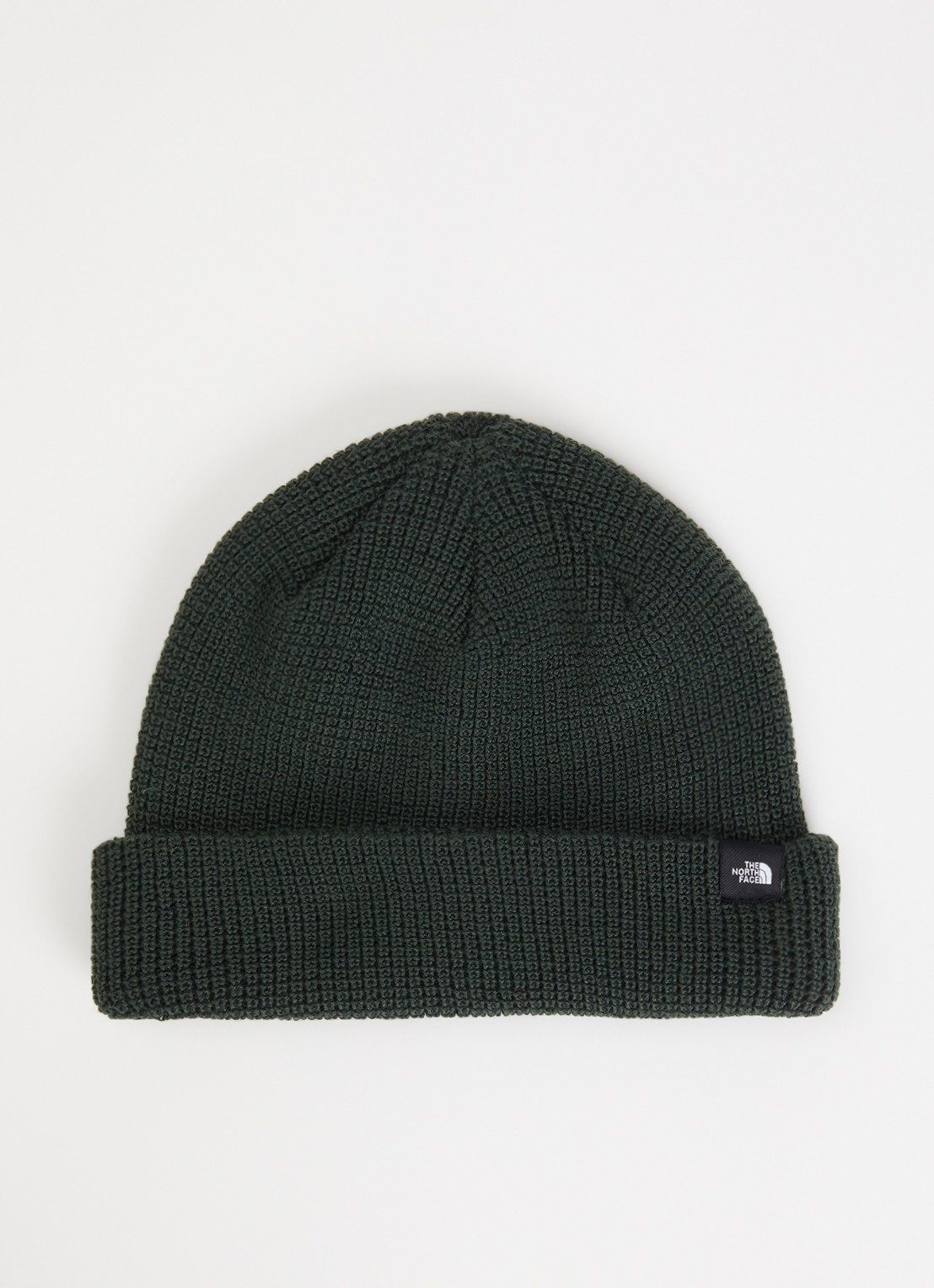The North Face Fisherman grofgebreide muts met logo - voorkant legergroen