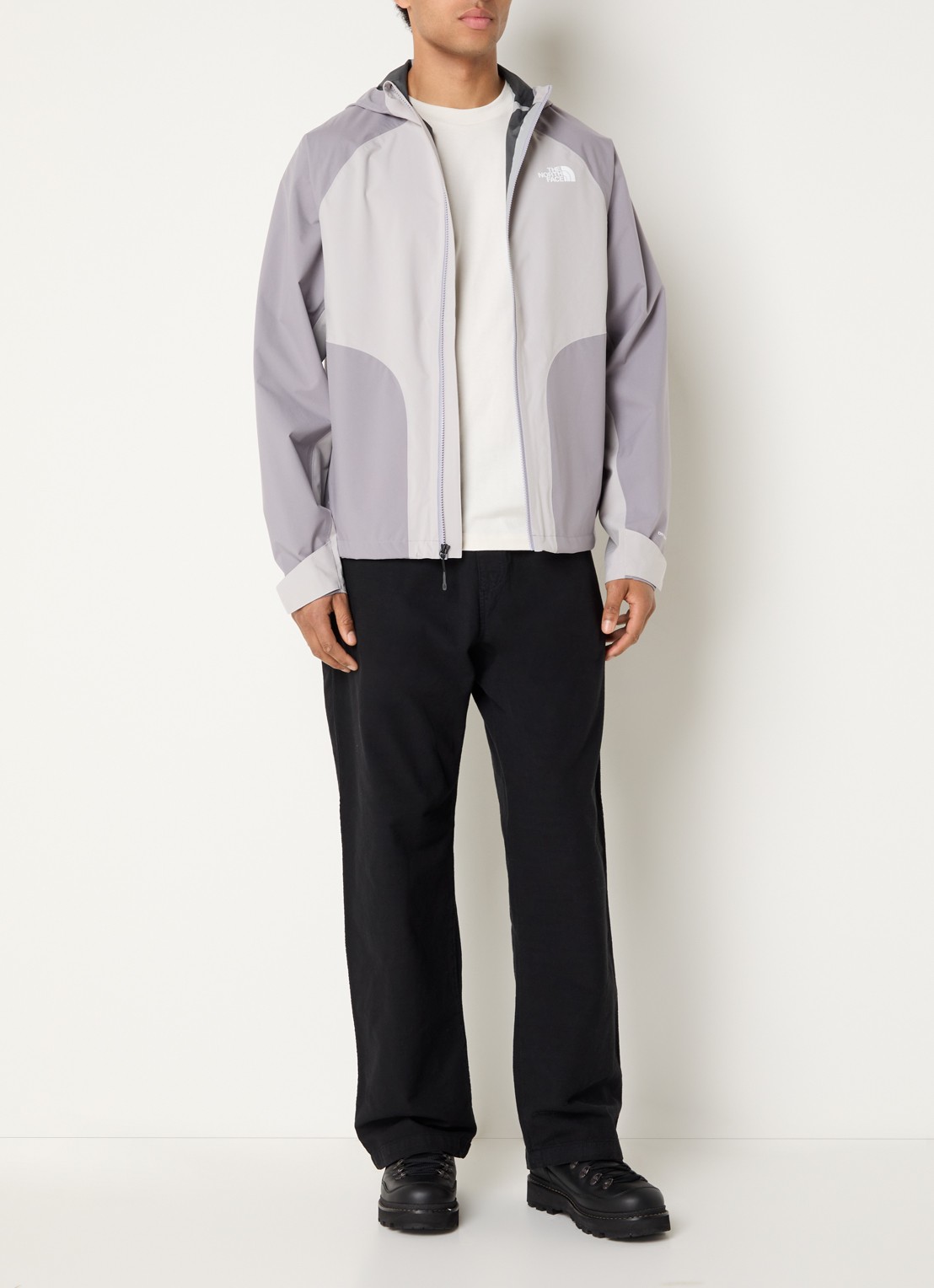 The North Face Jack met logo en ritszakken - voorkant 3 lichtgrijs